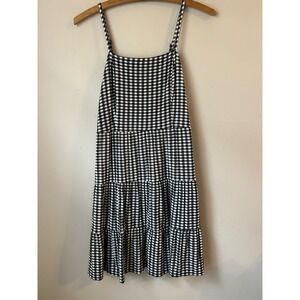 LOFT Black White Gingham Tiered Midi Sundress Cottagecore Fairycore Preppy Sun